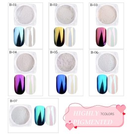 7 Colors White Pearl Chrome Nail Powder Aurora Metallic Nail Powder Holographic Mirror Effect Chrome Powder Iridescent Shell Powder Glitter Nail Art Pigment Manicure for Nails (White Pearl) 7 Colors White Pearl Chrome Nail Powder Aurora Metallic Nail Powder Holographic Mirror Effect Chrome Powder Iridescent Shell Powder Glitter Nail Art Pigment Manicure for Nails (White Pearl)
