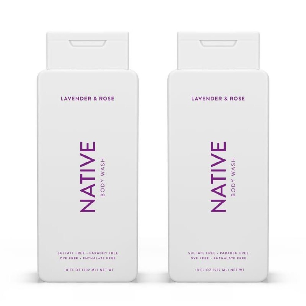 Native Body Wash Contains Naturally Derived Ingredients | For Women & Men, Sulfate, Paraben, & Dye Free Leaving Skin Soft and Hydrated | Lavender & Rose 18 oz - 2 Pk Native Body Wash Contains Naturally Derived Ingredients | For Women & Men, Sulfate, Paraben, & Dye Free Leaving Skin Soft and Hydrated | Lavender & Rose 18 oz - 2 Pk
