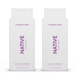 Native Body Wash Contains Naturally Derived Ingredients | For Women & Men, Sulfate, Paraben, & Dye Free Leaving Skin Soft and Hydrated | Lavender & Rose 18 oz - 2 Pk