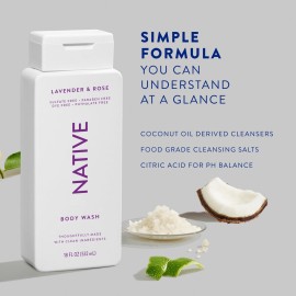 Native Body Wash Contains Naturally Derived Ingredients | For Women & Men, Sulfate, Paraben, & Dye Free Leaving Skin Soft and Hydrated | Lavender & Rose 18 oz - 2 Pk Native Body Wash Contains Naturally Derived Ingredients | For Women & Men, Sulfate, Paraben, & Dye Free Leaving Skin Soft and Hydrated | Lavender & Rose 18 oz - 2 Pk
