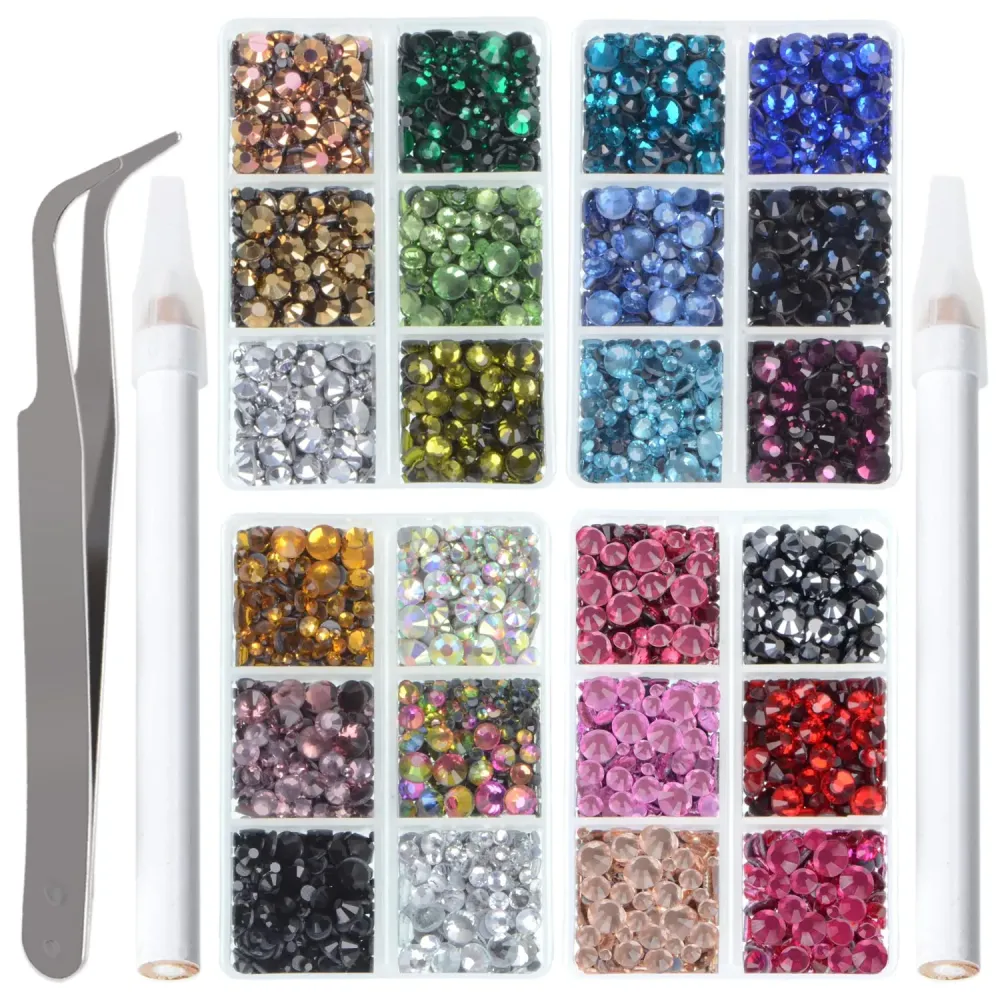 LPBeads 10000pcs Hotfix Rhinestones Flatback Glass Crystal 24 Mixed Color Rhinestone with Tweezers and Picking Pen for Crafts Clothes Nail Art LPBeads 10000pcs Hotfix Rhinestones Flatback Glass Crystal 24 Mixed Color Rhinestone with Tweezers and Picking Pen for Crafts Clothes Nail Art