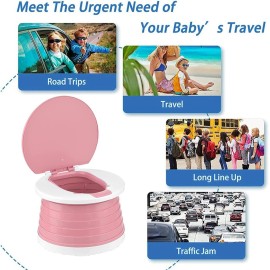 Travel Potty for Toddler, Portable and Foldable Toilet, Apply to Seat Emergency Toilet for Car, Camping, Outdoor, Indoor (pink, small)