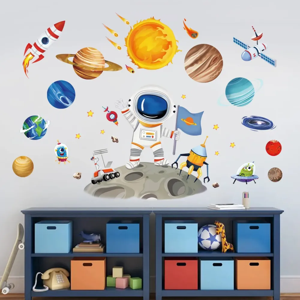 wondever Outer Space Astronaut Wall Stickers Planets Rocket Peel and Stick Wall Art Decals for Baby Nursery Kids Bedroom Playroom wondever Outer Space Astronaut Wall Stickers Planets Rocket Peel and Stick Wall Art Decals for Baby Nursery Kids Bedroom Playroom