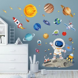 wondever Outer Space Astronaut Wall Stickers Planets Rocket Peel and Stick Wall Art Decals for Baby Nursery Kids Bedroom Playroom wondever Outer Space Astronaut Wall Stickers Planets Rocket Peel and Stick Wall Art Decals for Baby Nursery Kids Bedroom Playroom