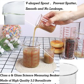 Ackers BORO3.3 High Borosilicate Glass Measuring Cup Set-V-Shaped SpoutIncludes 60ml(2OZ), 120ml(4OZ), and 250ml(8OZ) Glass Measuring Beaker for Kitchen or Restaurant, Easy to Read Ackers BORO3.3 High Borosilicate Glass Measuring Cup Set-V-Shaped SpoutIncludes 60ml(2OZ), 120ml(4OZ), and 250ml(8OZ) Glass Measuring Beaker for Kitchen or Restaurant, Easy to Read