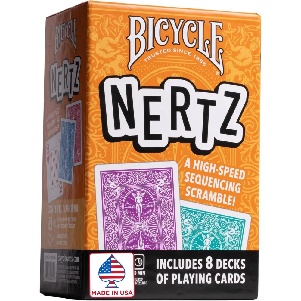 Bicycle Nertz Playing Card Game, 8 Decks of Playing Cards, Fast, Fun, Competitive Multiplayer Solitaire Game, Up to 8 Players, Jumbo Index Bicycle Nertz Playing Card Game, 8 Decks of Playing Cards, Fast, Fun, Competitive Multiplayer Solitaire Game, Up to 8 Players, Jumbo Index