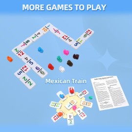 Doreimi Travel Protable Mexican Train Dominoes Set Numbers Double 12 Dominoes Set with 91 Colored Tiles Number Domino Set for Kids, Adults Family Board Team Games