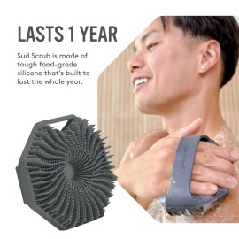 Sud Scrub Antimicrobial Silicone Body Scrubber, Exfoliating Body Scrubber for Sensitive Skin, Eco Friendly Shower Scrubber for Body, Silicone Body Brush for Showering, Charcoal Sud Scrub Antimicrobial Silicone Body Scrubber, Exfoliating Body Scrubber for Sensitive Skin, Eco Friendly Shower Scrubber for Body, Silicone Body Brush for Showering, Charcoal