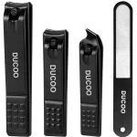 DUCOO Nail Clipper Set, 4 PCS Ultra Sharp Nail Clippers for Men, Women, Adults Toenail Fingernail Clippers, Stainless Steel Nail Cutter & File, Black