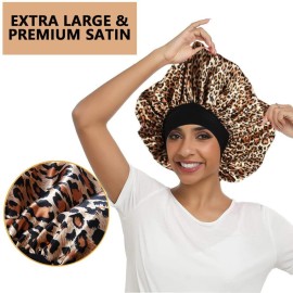 3PCS Extra Large Satin Bonnets for Sleeping, Hair Bonnets for Black Women Braids Curly Hair, C 3PCS Extra Large Satin Bonnets for Sleeping, Hair Bonnets for Black Women Braids Curly Hair, C