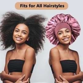 3PCS Extra Large Satin Bonnets for Sleeping, Hair Bonnets for Black Women Braids Curly Hair, C 3PCS Extra Large Satin Bonnets for Sleeping, Hair Bonnets for Black Women Braids Curly Hair, C