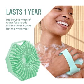 Sud Scrub Antimicrobial Silicone Body Scrubber, Exfoliating Body Scrubber for Sensitive Skin, Eco Friendly Shower Scrubber for Body, Silicone Body Brush for Showering, Mint Sud Scrub Antimicrobial Silicone Body Scrubber, Exfoliating Body Scrubber for Sensitive Skin, Eco Friendly Shower Scrubber for Body, Silicone Body Brush for Showering, Mint