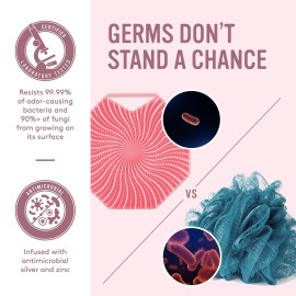 Sud Scrub Antimicrobial Silicone Body Scrubber, Exfoliating Body Scrubber for Sensitive Skin, Eco Friendly Shower Scrubber for Body, Silicone Body Brush for Showering, Pink Sud Scrub Antimicrobial Silicone Body Scrubber, Exfoliating Body Scrubber for Sensitive Skin, Eco Friendly Shower Scrubber for Body, Silicone Body Brush for Showering, Pink