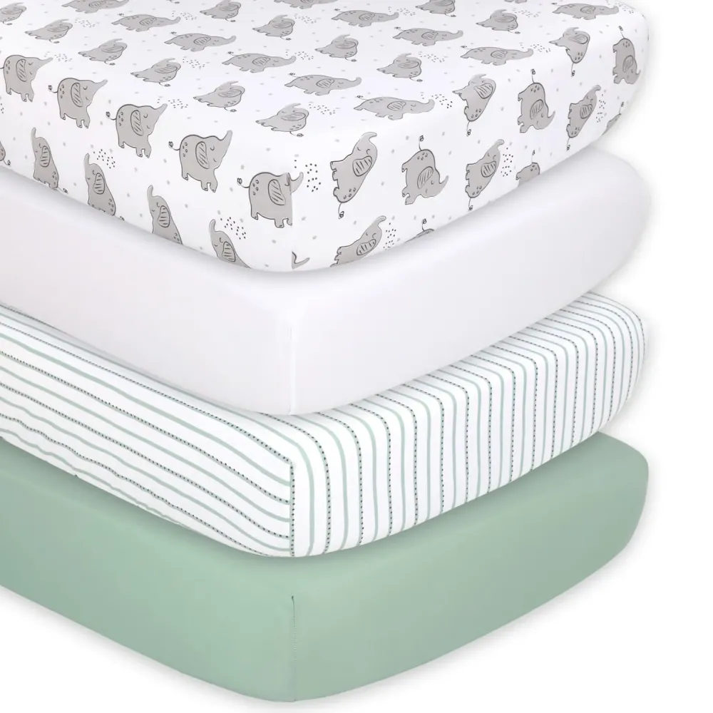 The Peanutshell 4-Pack Fitted Crib Sheet Set - Super Soft & Breathable Baby Girl or Boy Crib Sheets, Nursery Decor, Fit for Standard Mattress Cover- Elephant The Peanutshell 4-Pack Fitted Crib Sheet Set - Super Soft & Breathable Baby Girl or Boy Crib Sheets, Nursery Decor, Fit for Standard Mattress Cover- Elephant
