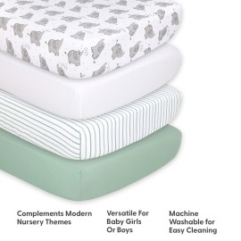 The Peanutshell 4-Pack Fitted Crib Sheet Set - Super Soft & Breathable Baby Girl or Boy Crib Sheets, Nursery Decor, Fit for Standard Mattress Cover- Elephant The Peanutshell 4-Pack Fitted Crib Sheet Set - Super Soft & Breathable Baby Girl or Boy Crib Sheets, Nursery Decor, Fit for Standard Mattress Cover- Elephant
