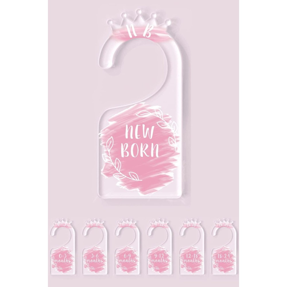 OneDream Baby Closet dividers Hanger separators - Set of 7 Baby Clothes dividers for Closet from Newborn to 24 Months, Acrylic Infant Clothes Divider (Pink) OneDream Baby Closet dividers Hanger separators - Set of 7 Baby Clothes dividers for Closet from Newborn to 24 Months, Acrylic Infant Clothes Divider (Pink)