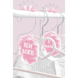 OneDream Baby Closet dividers Hanger separators - Set of 7 Baby Clothes dividers for Closet from Newborn to 24 Months, Acrylic Infant Clothes Divider (Pink) OneDream Baby Closet dividers Hanger separators - Set of 7 Baby Clothes dividers for Closet from Newborn to 24 Months, Acrylic Infant Clothes Divider (Pink)