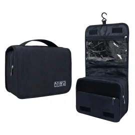 Lcsmaokin Large Capacity Toiletry Bag Travel Bag with Hanging Hook for Men and Women Waterproof Travel Cosmetic Bag Bathroom Storage Bag for Brushes Set,Full-Sized Shampoo,Toiletries,Accessories-Black