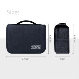 Lcsmaokin Large Capacity Toiletry Bag Travel Bag with Hanging Hook for Men and Women Waterproof Travel Cosmetic Bag Bathroom Storage Bag for Brushes Set,Full-Sized Shampoo,Toiletries,Accessories-Black