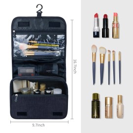 Lcsmaokin Large Capacity Toiletry Bag Travel Bag with Hanging Hook for Men and Women Waterproof Travel Cosmetic Bag Bathroom Storage Bag for Brushes Set,Full-Sized Shampoo,Toiletries,Accessories-Black