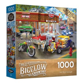 RoseArt - Chris Bigelow - Hot Rod Garage - 1000 Piece Jigsaw Puzzle for Adults RoseArt - Chris Bigelow - Hot Rod Garage - 1000 Piece Jigsaw Puzzle for Adults