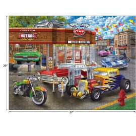 RoseArt - Chris Bigelow - Hot Rod Garage - 1000 Piece Jigsaw Puzzle for Adults RoseArt - Chris Bigelow - Hot Rod Garage - 1000 Piece Jigsaw Puzzle for Adults