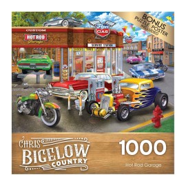 RoseArt - Chris Bigelow - Hot Rod Garage - 1000 Piece Jigsaw Puzzle for Adults RoseArt - Chris Bigelow - Hot Rod Garage - 1000 Piece Jigsaw Puzzle for Adults