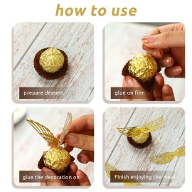 50PCS Wizard Party Chocolate Decoration Wings Chocolate Decoration, Wings Wafer Cupcake Toppers with 50pcs Glue Point, Wafer Cupcake Toppers for Anniversary Birthday Wedding 50PCS Wizard Party Chocolate Decoration Wings Chocolate Decoration, Wings Wafer Cupcake Toppers with 50pcs Glue Point, Wafer Cupcake Toppers for Anniversary Birthday Wedding