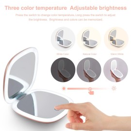 Mocado Compact LED Magnifying Travel Makeup-Mirror - 4 inches 1X/10X Magnification Small Hand Pocket Dimmable Double Sided USB Rechargeable Touch Screen, Portable Tabletop Cosmetic (Rose Gold) Mocado Compact LED Magnifying Travel Makeup-Mirror - 4 inches 1X/10X Magnification Small Hand Pocket Dimmable Double Sided USB Rechargeable Touch Screen, Portable Tabletop Cosmetic (Rose Gold)