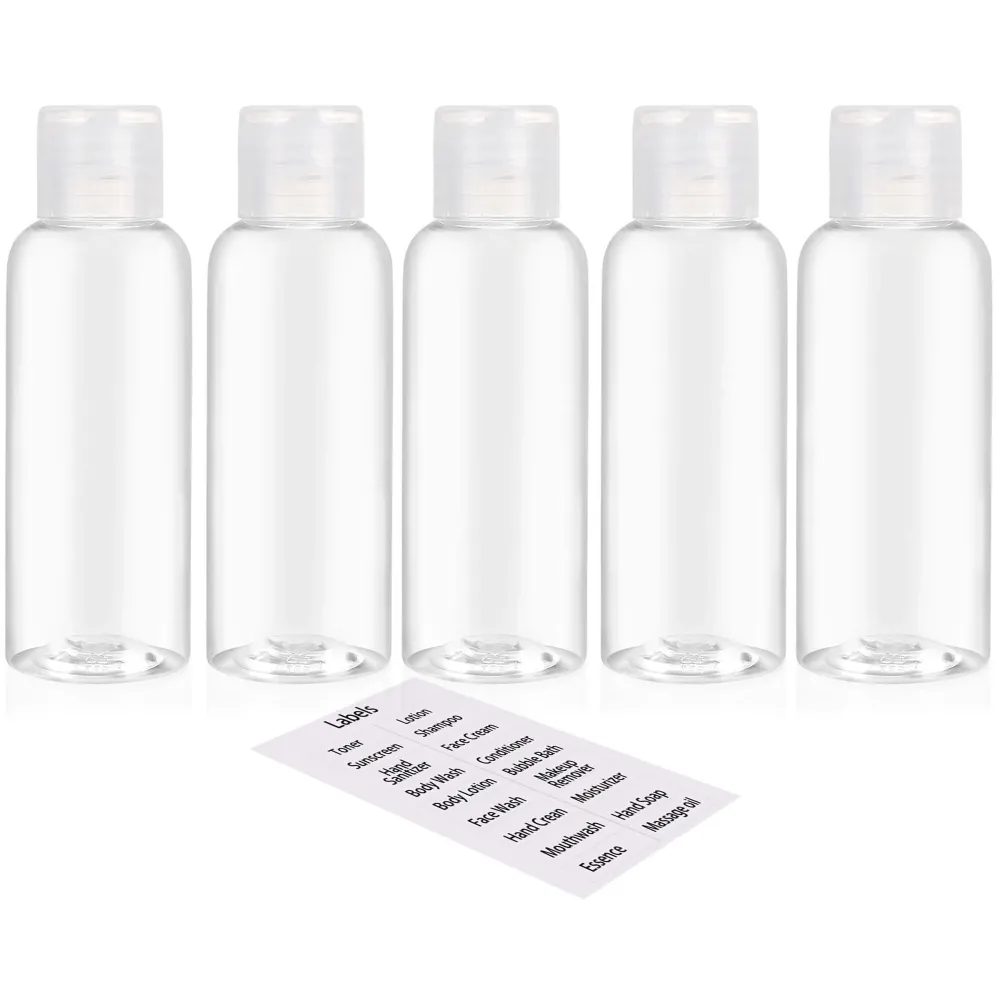 DNSEN 5 Pack 3.4oz Empty Plastic Travel Bottles for Toiletries TSA Approved Leak Proof Squeezable Travel Size Containers Travel Essentials Accessories, clear DNSEN 5 Pack 3.4oz Empty Plastic Travel Bottles for Toiletries TSA Approved Leak Proof Squeezable Travel Size Containers Travel Essentials Accessories, clear