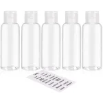 DNSEN 5 Pack 3.4oz Empty Plastic Travel Bottles for Toiletries TSA Approved Leak Proof Squeezable Travel Size Containers Travel Essentials Accessories, clear