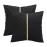 Tosleo Black Velvet Throw Pillow Covers 18 x18 inch Pack of 2 with Gold Leather Decorative Couch Pillow Cover Luxury Modern Pillowcases for Wedding Living Room Bedroom Sofa Cushion Bed