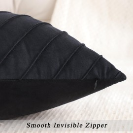 Tosleo Black Velvet Throw Pillow Covers 18 x18 inch Pack of 2 with Gold Leather Decorative Couch Pillow Cover Luxury Modern Pillowcases for Wedding Living Room Bedroom Sofa Cushion Bed Tosleo Black Velvet Throw Pillow Covers 18 x18 inch Pack of 2 with Gold Leather Decorative Couch Pillow Cover Luxury Modern Pillowcases for Wedding Living Room Bedroom Sofa Cushion Bed