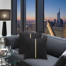 Tosleo Black Velvet Throw Pillow Covers 18 x18 inch Pack of 2 with Gold Leather Decorative Couch Pillow Cover Luxury Modern Pillowcases for Wedding Living Room Bedroom Sofa Cushion Bed Tosleo Black Velvet Throw Pillow Covers 18 x18 inch Pack of 2 with Gold Leather Decorative Couch Pillow Cover Luxury Modern Pillowcases for Wedding Living Room Bedroom Sofa Cushion Bed