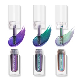 MAKI YIKA 3Pc Glitter Eyeshadow Liquid Multichrome Eyeshadows Long Lasting, Metallic Chameleon Eye Shadow Smudgeproof Holographic Eye Topper Glitters (1+3+6) MAKI YIKA 3Pc Glitter Eyeshadow Liquid Multichrome Eyeshadows Long Lasting, Metallic Chameleon Eye Shadow Smudgeproof Holographic Eye Topper Glitters (1+3+6)