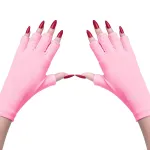 MelodySusie UV Gloves for Gel Nail Lamp, Professional UPF50+ UV Protection Gloves for Manicures, Nail Art Skin Care Fingerless Anti UV Glove Protect Hands from UV Harm (Pink)