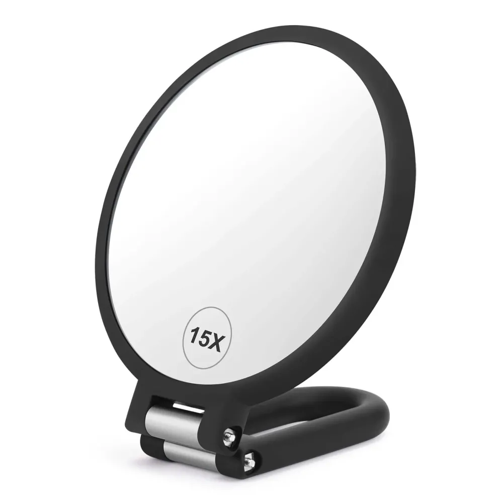 CLSEVXY Magnifying Handheld Mirror Double Sided, 1X 15X Magnification Hand Mirror, Travel Folding Held Adjustable Rotation Pedestal Makeup Desk Vanity CLSEVXY Magnifying Handheld Mirror Double Sided, 1X 15X Magnification Hand Mirror, Travel Folding Held Adjustable Rotation Pedestal Makeup Desk Vanity