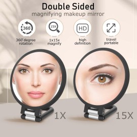 CLSEVXY Magnifying Handheld Mirror Double Sided, 1X 15X Magnification Hand Mirror, Travel Folding Held Adjustable Rotation Pedestal Makeup Desk Vanity CLSEVXY Magnifying Handheld Mirror Double Sided, 1X 15X Magnification Hand Mirror, Travel Folding Held Adjustable Rotation Pedestal Makeup Desk Vanity