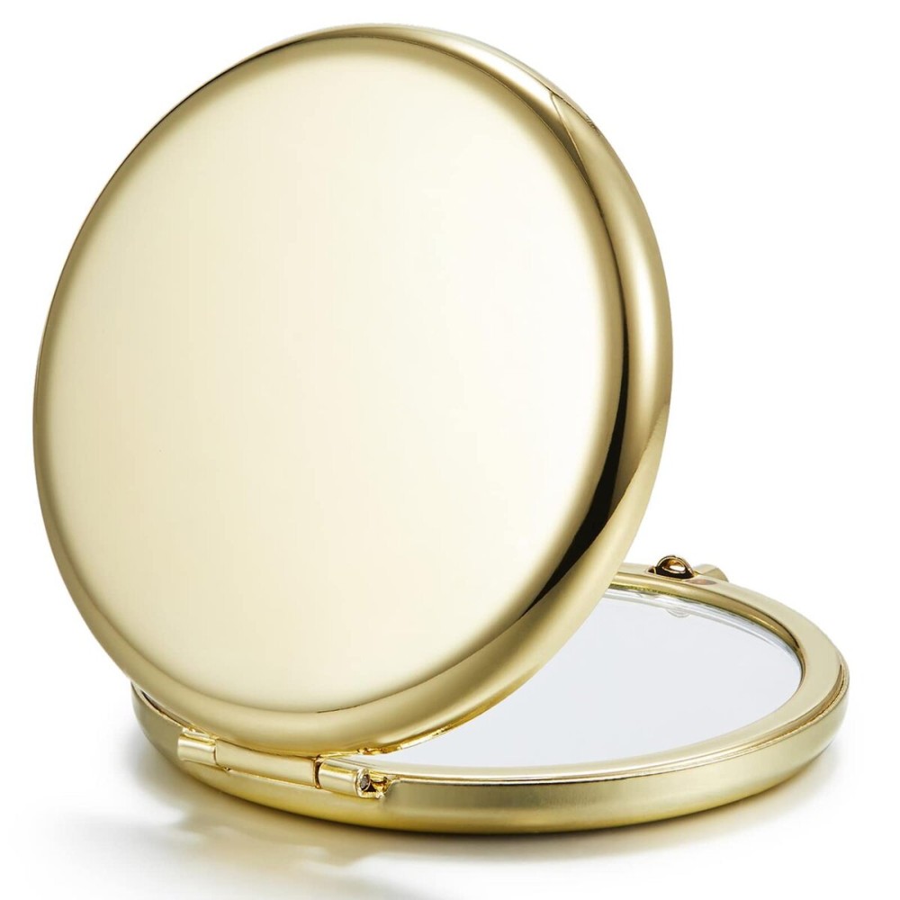 Getinbulk Compact Mirror for Purse, Double-Sided 1X/2X Magnifying Metal Pocket Makeup Mirrors(Round,Gold) Getinbulk Compact Mirror for Purse, Double-Sided 1X/2X Magnifying Metal Pocket Makeup Mirrors(Round,Gold)