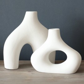 Carrot\'s Den Donut Vase, Set of 2 - White Large Ceramic Vase - Minimalist Nordic, Hollow | Table Centerpiece, Olive Plant, Wedding, Living Room, Bookshelf, Office, Modern Home, Entryway, Console Carrot\'s Den Donut Vase, Set of 2 - White Large Ceramic Vase - Minimalist Nordic, Hollow | Table Centerpiece, Olive Plant, Wedding, Living Room, Bookshelf, Office, Modern Home, Entryway, Console