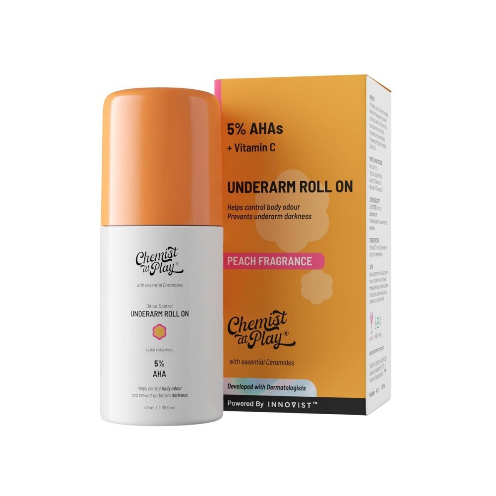 Chemist at Play Under-Arm Roll-On Deodorant With 5% Lactic Acid & 1% Mandelic Acid, Prevents Odour, Brightens Skin & Exfoliates Underarm, Long Lasting Peach Fragrance For Unisex, 1.35 fl oz. Chemist at Play Under-Arm Roll-On Deodorant With 5% Lactic Acid & 1% Mandelic Acid, Prevents Odour, Brightens Skin & Exfoliates Underarm, Long Lasting Peach Fragrance For Unisex, 1.35 fl oz.