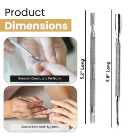 Cuticle Pusher Tools - Professional Nail Cuticle Pusher Cuticle Remover Cuticle Trimmer Spoon Shaped Nail Cleaner Dual Sided Metal Stainless Steel Manicure Pedicure for Women 2 Pack Set Krisp Beauty
