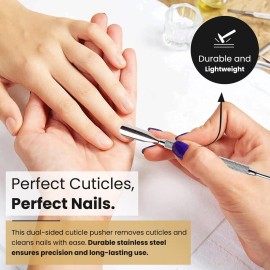Cuticle Pusher Tools - Professional Nail Cuticle Pusher Cuticle Remover Cuticle Trimmer Spoon Shaped Nail Cleaner Dual Sided Metal Stainless Steel Manicure Pedicure for Women 2 Pack Set Krisp Beauty
