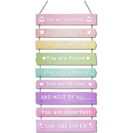 Pink Room Decor for Teen Girls Aesthetic, Cute Bedroom Wall Decor for Baby Girl, Boho Rainbow Wall Art Signs, Trendy Stuff Decorations for Kids Nursery Bed Room Dorm Classroom Bathroom