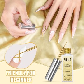 Gel Liner Art Polish Set 10ml, 4 Colors Black White Gold Silver Design Paint with Thin Brush in Bottle for Swirl/ Euphoria French Tips Manicure Painting DIY at Home Gel Liner Art Polish Set 10ml, 4 Colors Black White Gold Silver Design Paint with Thin Brush in Bottle for Swirl/ Euphoria French Tips Manicure Painting DIY at Home