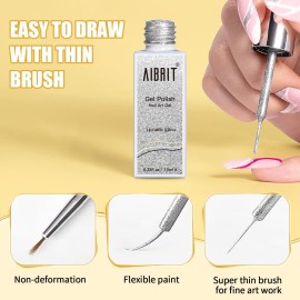 Gel Liner Art Polish Set 10ml, 4 Colors Black White Gold Silver Design Paint with Thin Brush in Bottle for Swirl/ Euphoria French Tips Manicure Painting DIY at Home Gel Liner Art Polish Set 10ml, 4 Colors Black White Gold Silver Design Paint with Thin Brush in Bottle for Swirl/ Euphoria French Tips Manicure Painting DIY at Home