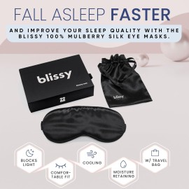 Blissy Silk Sleep Mask - Silk Eye Sleeping Mask for Women & Men for Total Blackout - Silk Eye Mask - 100% Pure Mulberry Silk, 22 Momme 6a Fibers - Blindfold Silk Sleep Mask Side Sleeper Eye Cover Blissy Silk Sleep Mask - Silk Eye Sleeping Mask for Women & Men for Total Blackout - Silk Eye Mask - 100% Pure Mulberry Silk, 22 Momme 6a Fibers - Blindfold Silk Sleep Mask Side Sleeper Eye Cover
