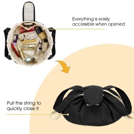 Narwey Barrel Drawstring Makeup Bag Large Cosmetic Bag Make up Bags Women and Girls Toiletry Organizer for Travel Toiletries Accessories Essentials (Black) (Patent) Narwey Barrel Drawstring Makeup Bag Large Cosmetic Bag Make up Bags Women and Girls Toiletry Organizer for Travel Toiletries Accessories Essentials (Black) (Patent)