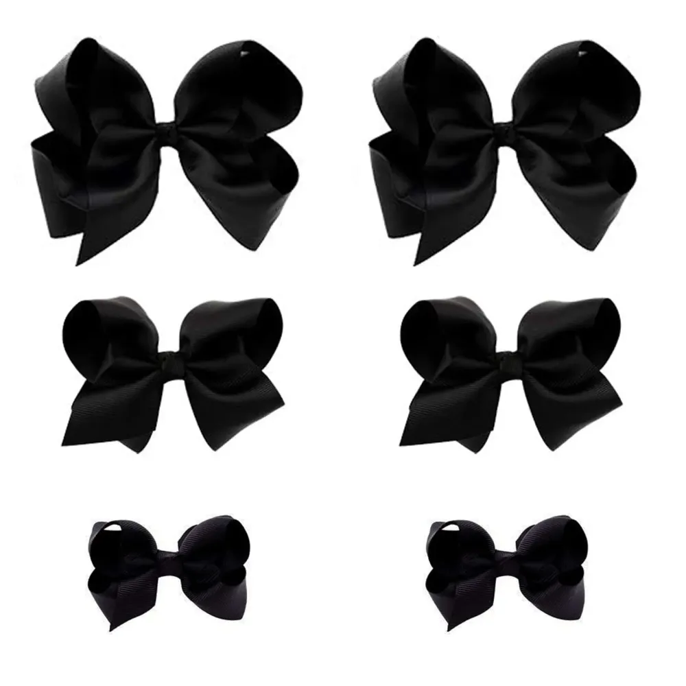 Black Bows for Girls,6PCS Hand-made Grosgrain Ribbon Hair Bows Alligator Clips Hair Accessories for Little Teen Toddler Girls Kids (Black) Black Bows for Girls,6PCS Hand-made Grosgrain Ribbon Hair Bows Alligator Clips Hair Accessories for Little Teen Toddler Girls Kids (Black)