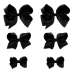 Black Bows for Girls,6PCS Hand-made Grosgrain Ribbon Hair Bows Alligator Clips Hair Accessories for Little Teen Toddler Girls Kids (Black)